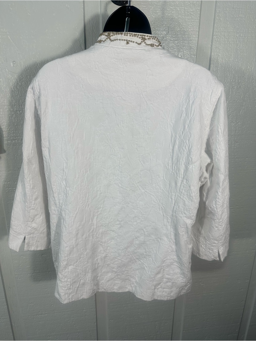 Chicos White Gold Beaded Blazer Size 2/L EUC - Picture 8 of 9